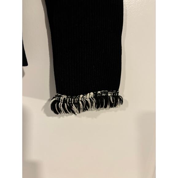 Cache Size S Black Cream Frail Ruffle Trim Cardigan Sweater Women - Picture 6 of 8